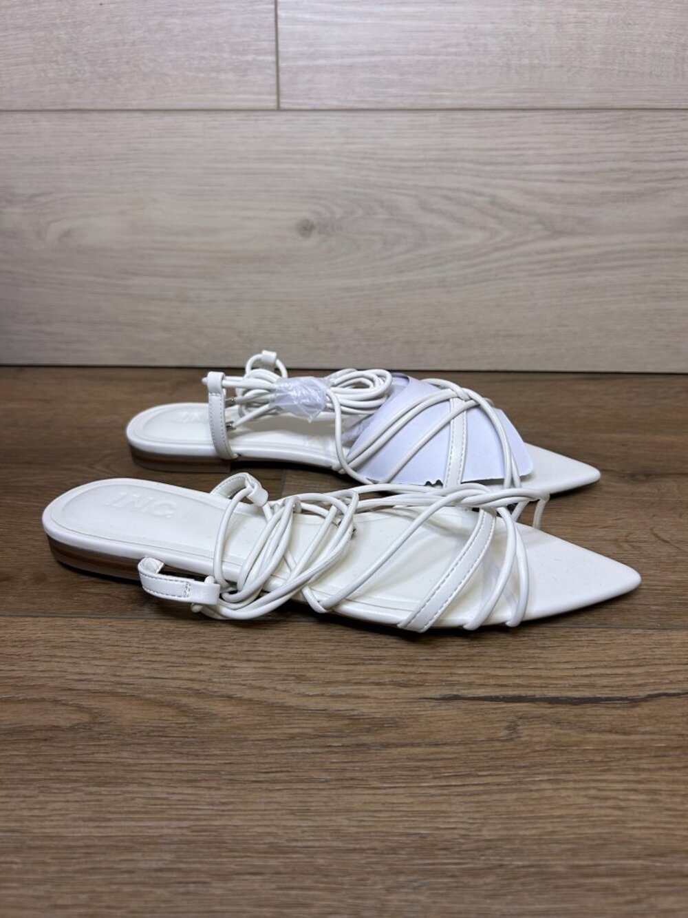 INC International Concepts Kharma White Strappy Pointed Toe Sandals 8M